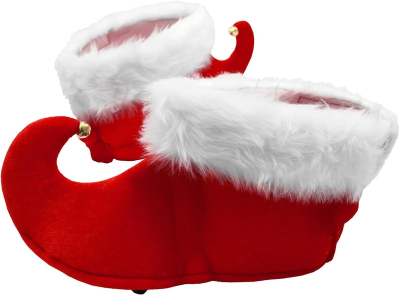 Nicky Bigs Novelties Unisex Adult Christmas Santa Red and White Elf Shoes Jingle Bells Shoe Covers Costume Accessory - Image 3